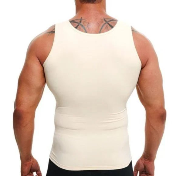 New Mens Compression Shirt Slimming Beige - Picture 4 of 7